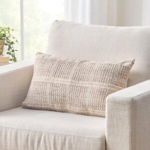 Better Homes & Gardens 14 x 24 inch Beige Chunky Woven Plaid Pillow
